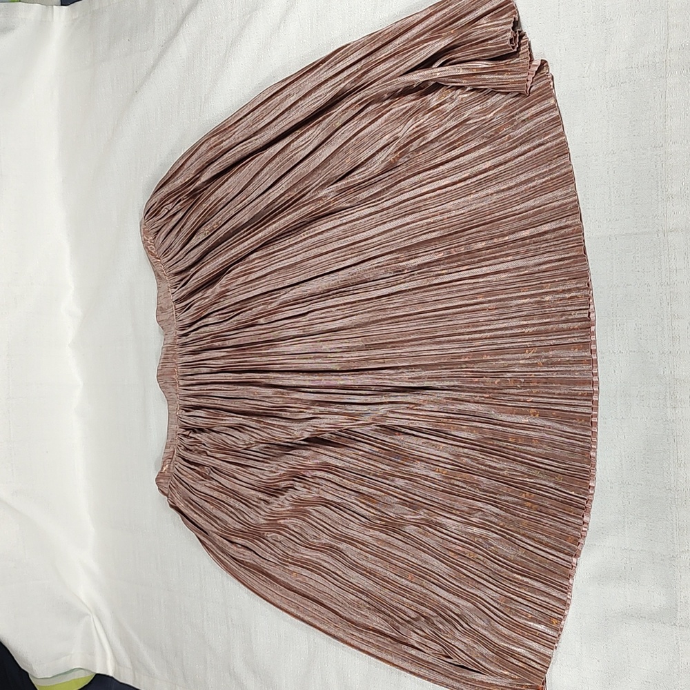 Sugar Lips Rose Gold Iridescent Pleated Midi Party New Years Skirt Size Xlarge